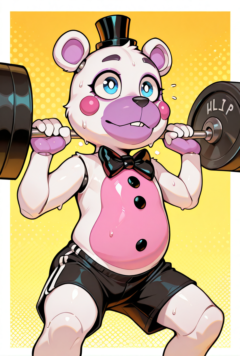22357-2792890948-_lora_helpi-10_1_ helpi, solo, top hat, bowtie, animal ears, mini hat, furry, pink belly.  teddy, animatronic, robot, toy _lora_.png